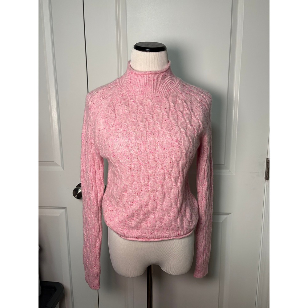 Woman's J.Crew Cable Knit Cashmere Pink Sweater Small